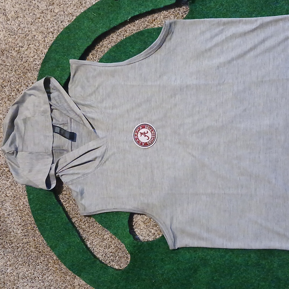 Alabama Crimson Tide Men's Gray Dri Fit Athletic Sleeveless Hoodie Tank Top NWT